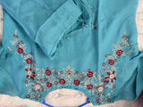 XXL- Powder blue organza kurti set with heavy work on yoke part paired
