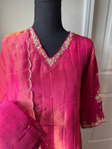 Pure tissue silk kurti set with zardosi work