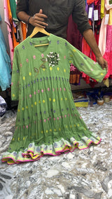 Green jamdani handloom dress