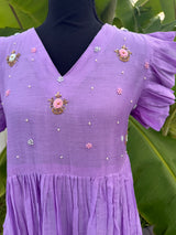 Purple mul chanderi frock