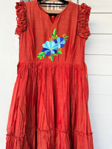 Rust orange Narayanpet frock