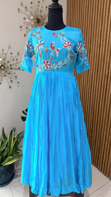 Blue Peacock- designer dress with zardosi work