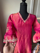 Pure tissue silk kurti set with zardosi work