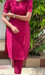 Pink raw silk co ord set