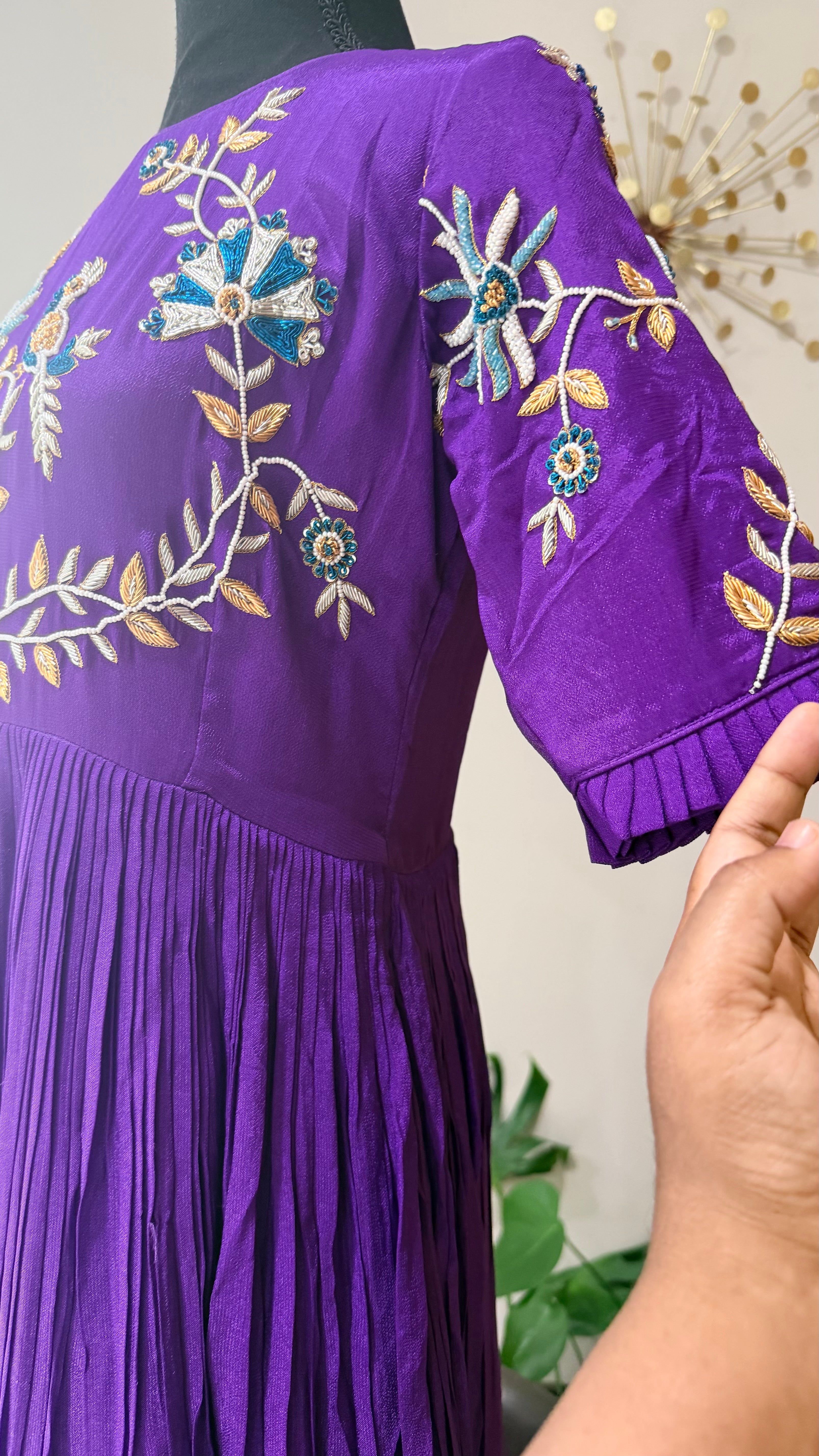 Violet Peacock- designer dress with zardosi work