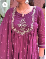 Wine color mul cotton kurti set