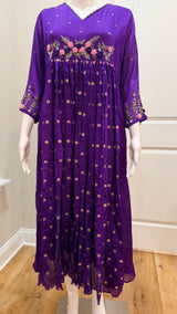 Party wear purple chinnon dress