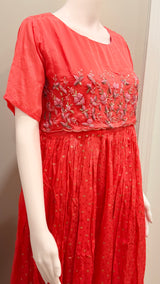 Light orange Party wear chinnon dress