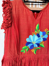 Rust orange Narayanpet frock