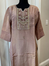 Tissue silk kurti set with hand work