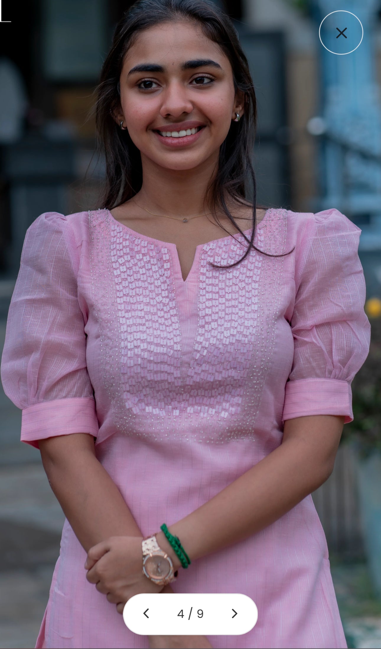 Chanderi Baby pink 3 pc kurti set