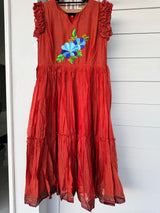 Rust orange Narayanpet frock