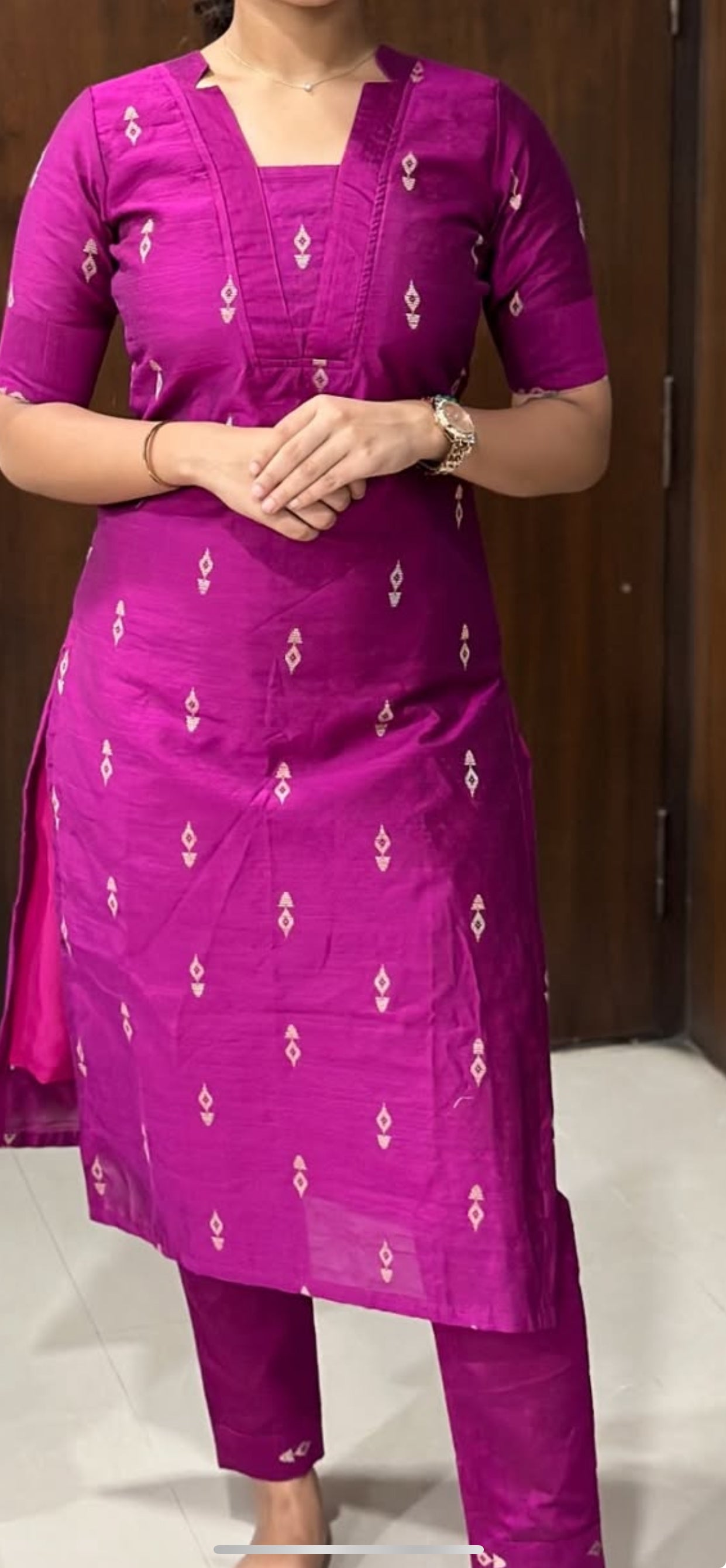 Deep magenta raw silk co ord set