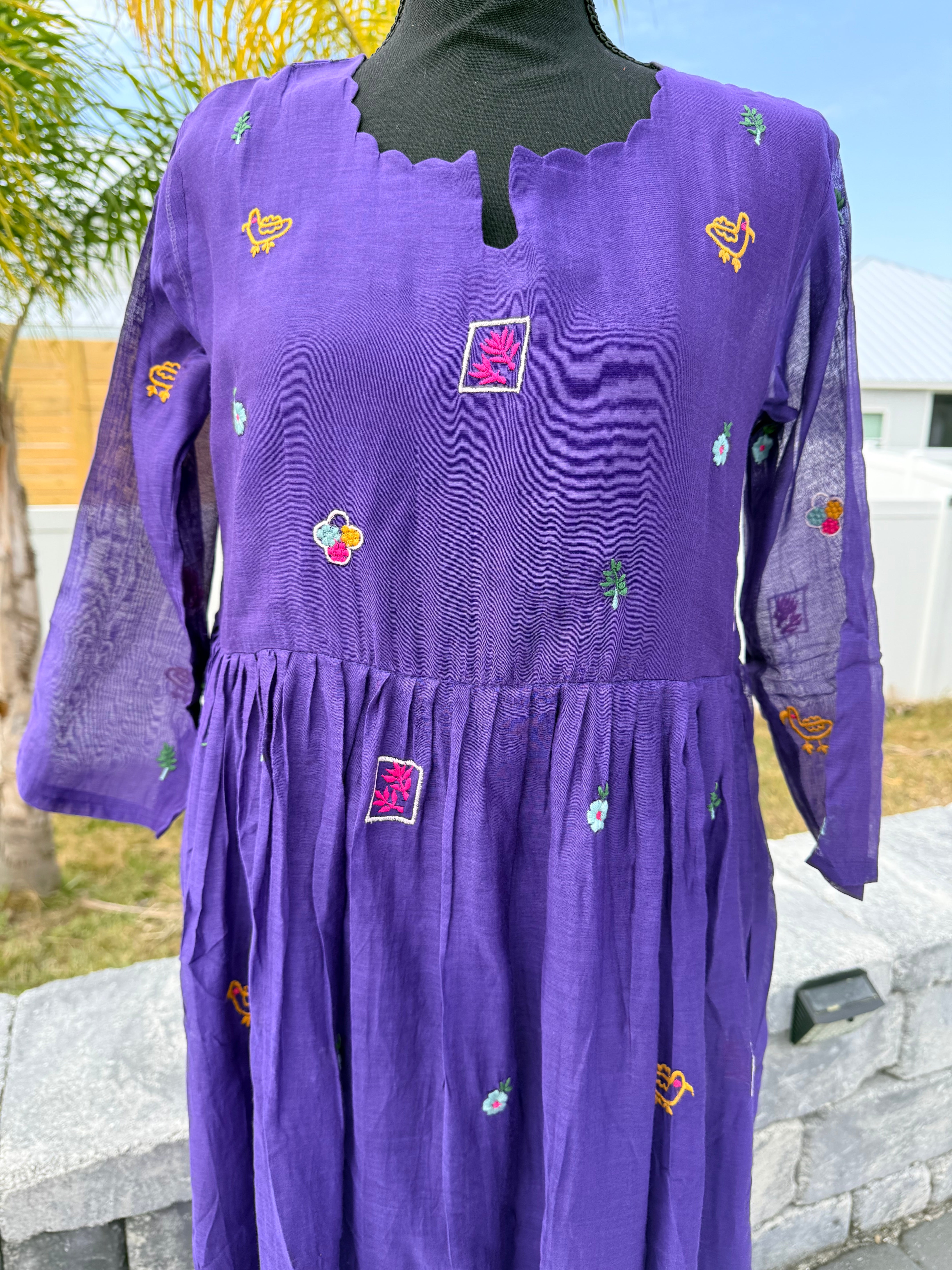 Violet mul chanderi frock