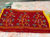 Kora muslin Jamdani overall saree with maggam blouse