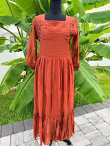 Brown mul chanderi frock