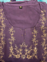 Mul cotton kurti set with work on yoke