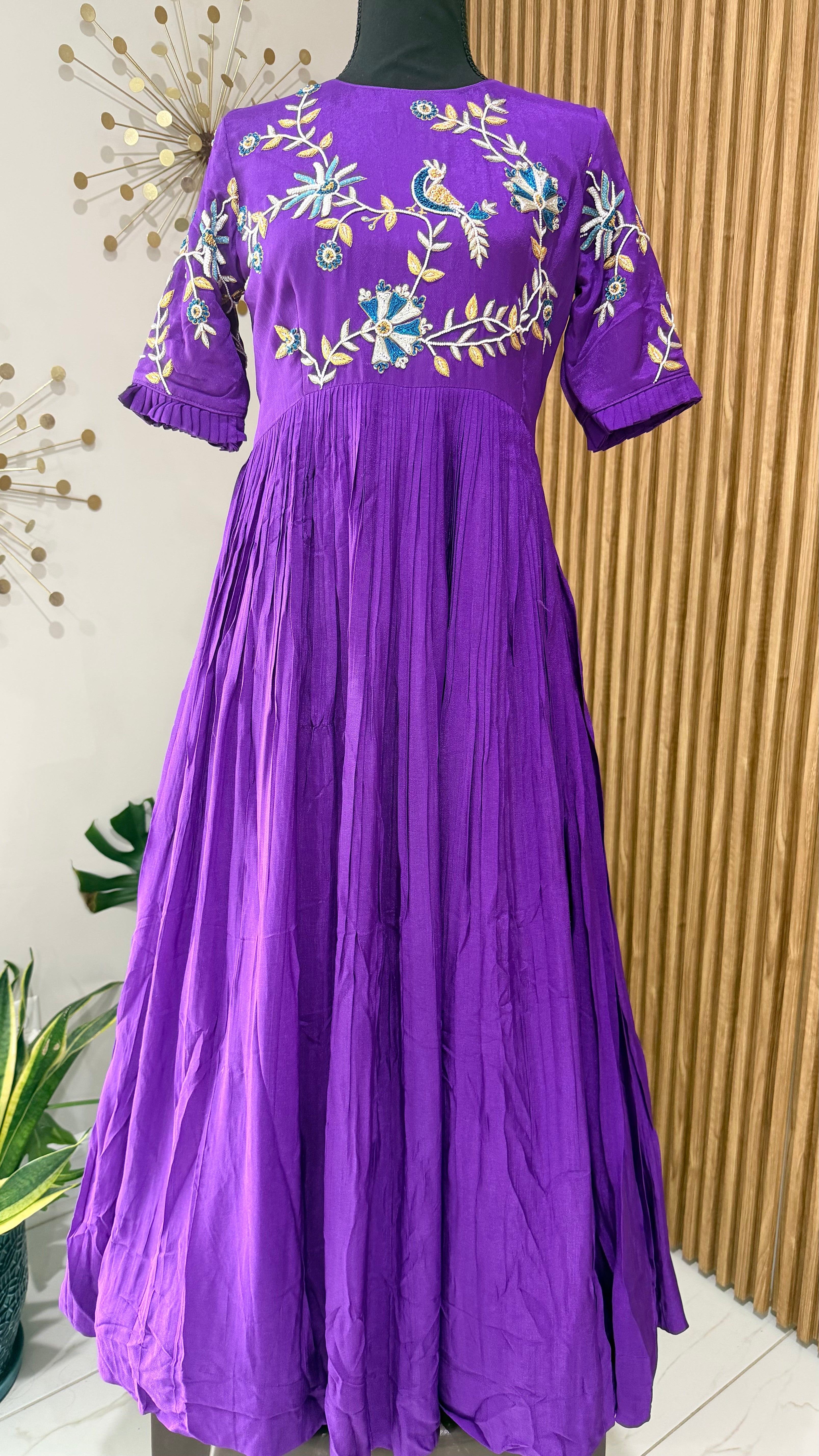 Violet Peacock- designer dress with zardosi work