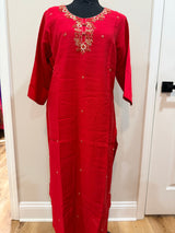 Red Roman silk kurti set