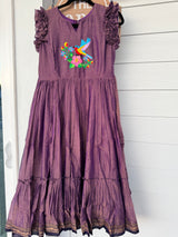 Purple narayanpet frock with thread work