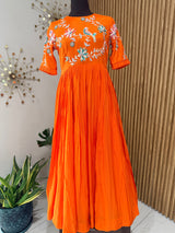 Orange Peacock- designer dress with zardosi work