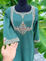 Green Mul Chanderi set