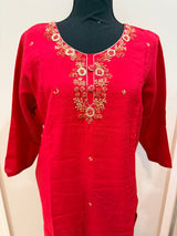Red Roman silk kurti set
