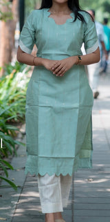 Torqoise green cotton silk 3 piece set
