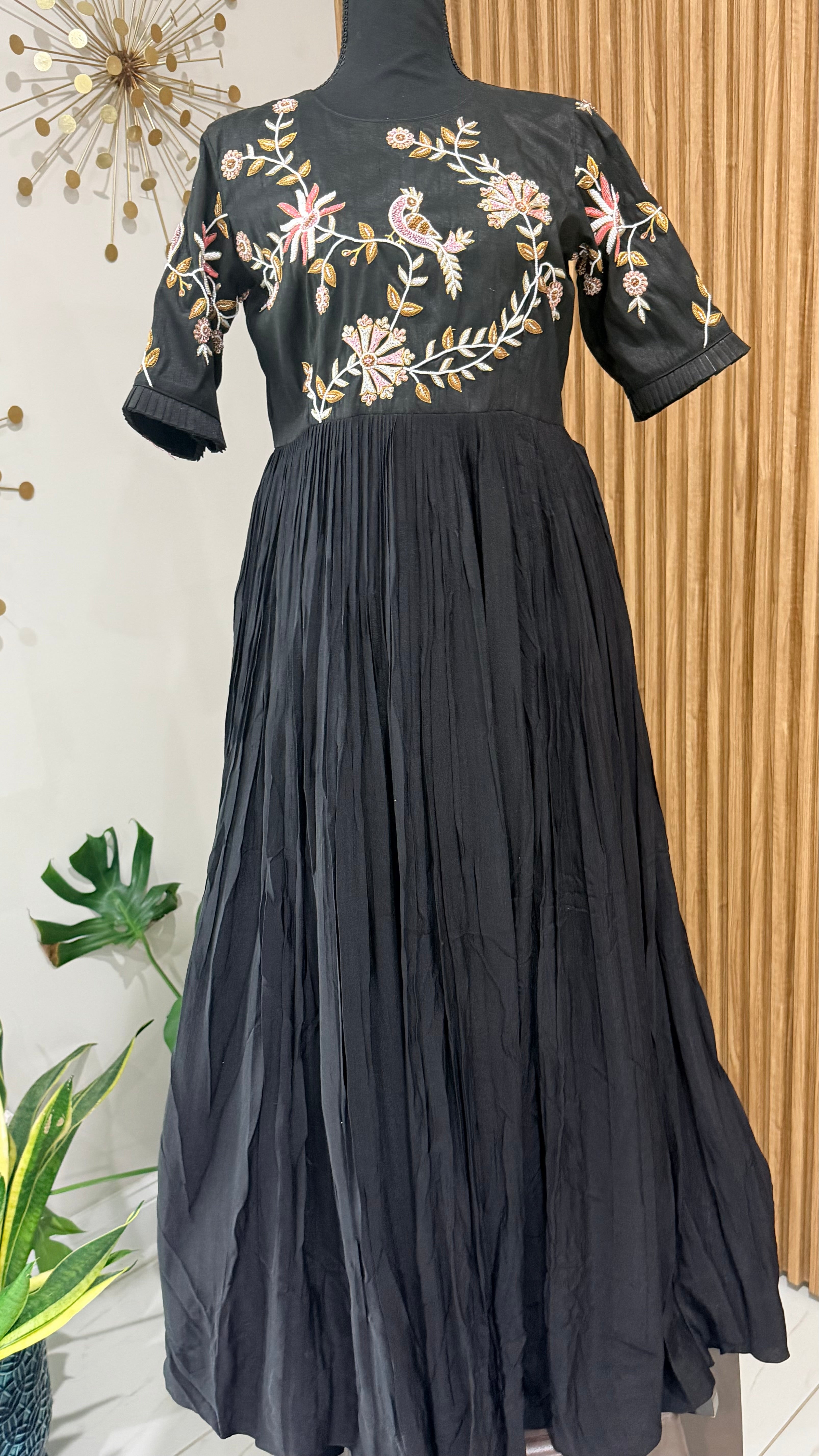Black Peacock- designer dress with zardosi work