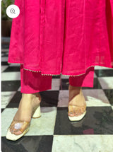 Grape wine design pink mul cotton kurti set