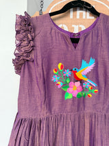 Purple narayanpet frock with thread work