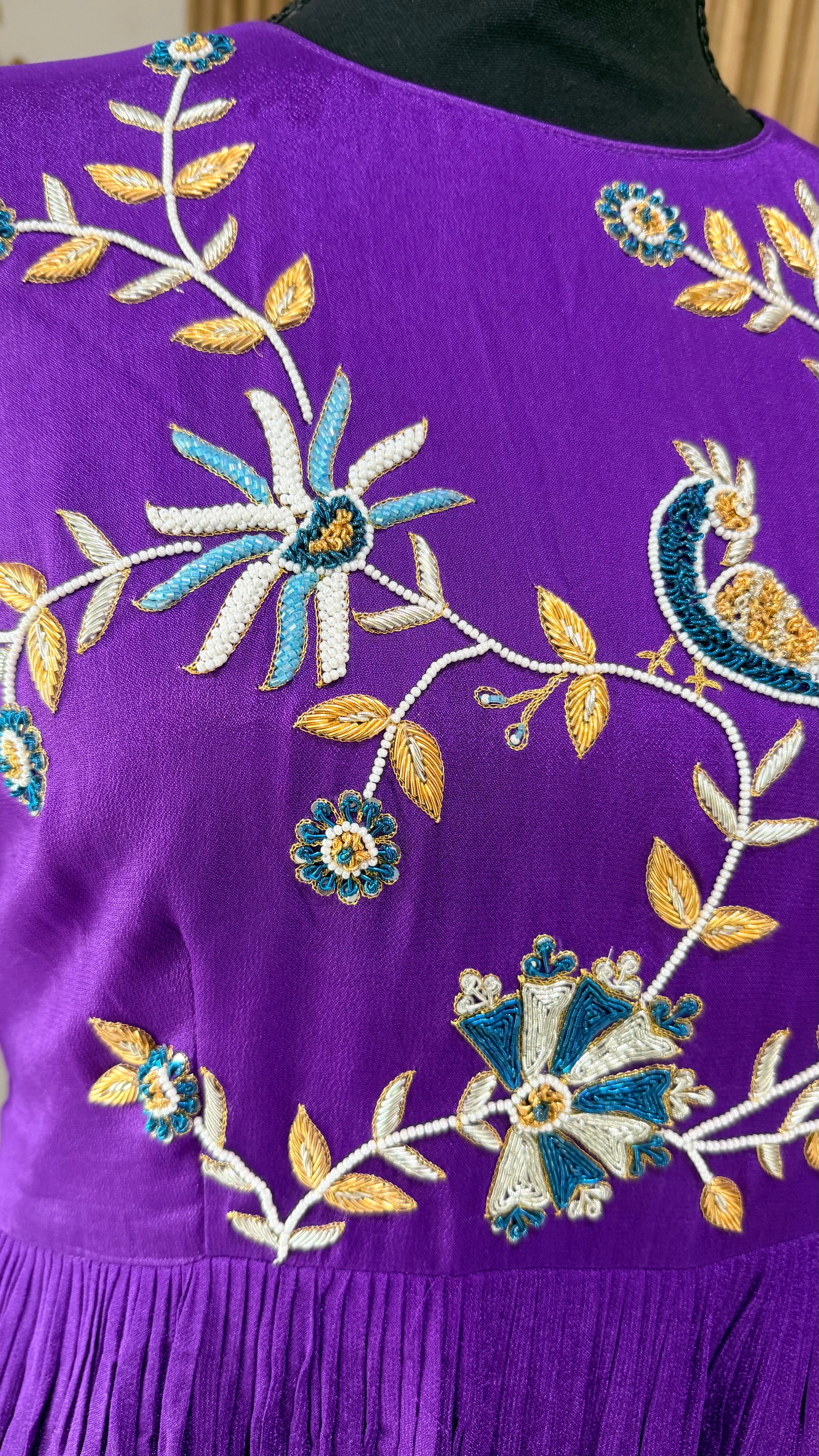 Violet Peacock- designer dress with zardosi work