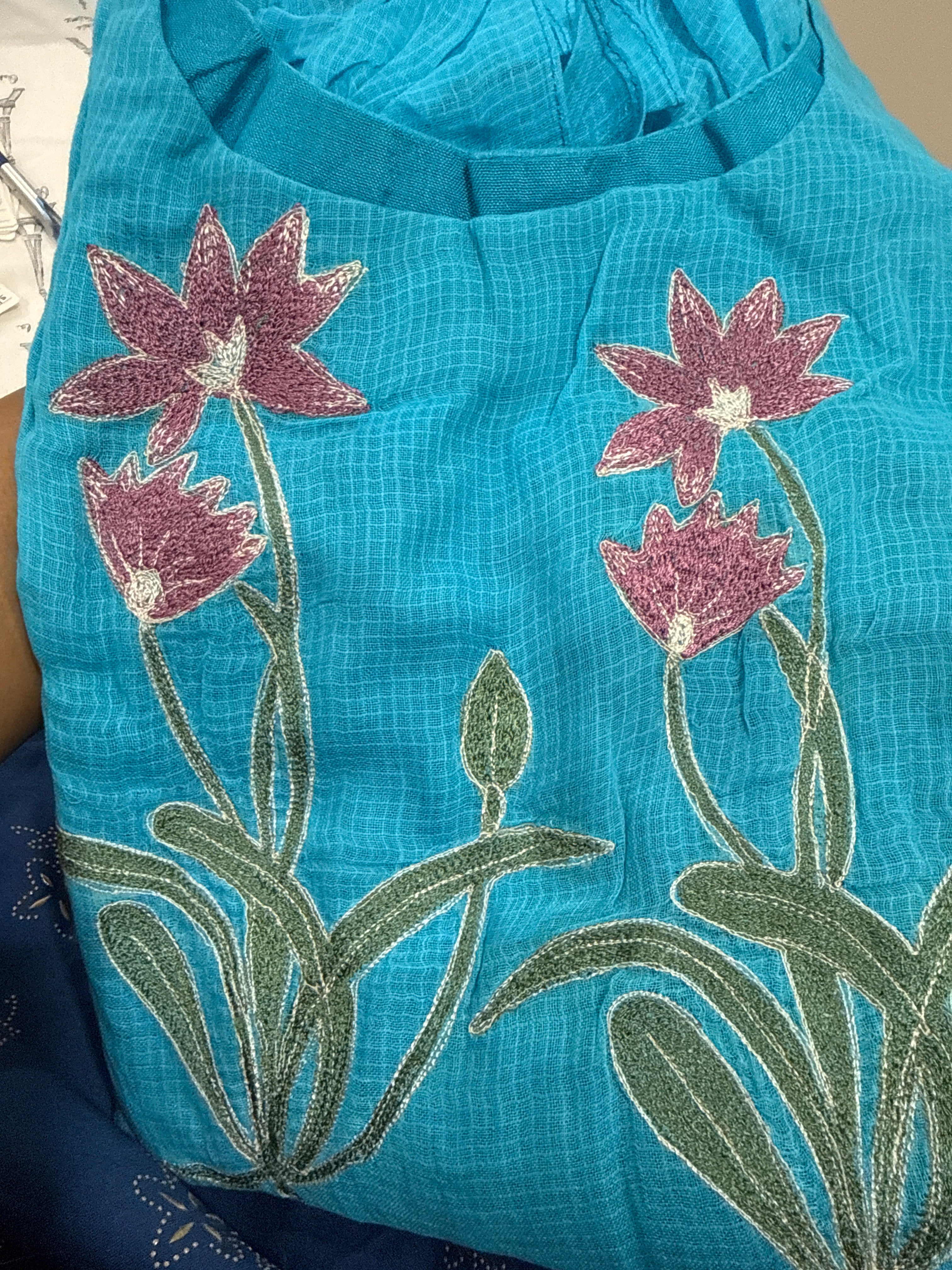 Blue tiered kota dress