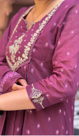 Wine color mul cotton kurti set