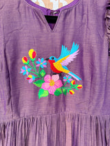 Purple narayanpet frock with thread work