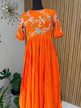 Orange Peacock- designer dress with zardosi work