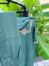 Green Mul Chanderi set