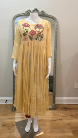 Cream floral party wear chinnon dress