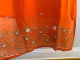 Orange organza set with hand work
