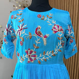Blue Peacock- designer dress with zardosi work