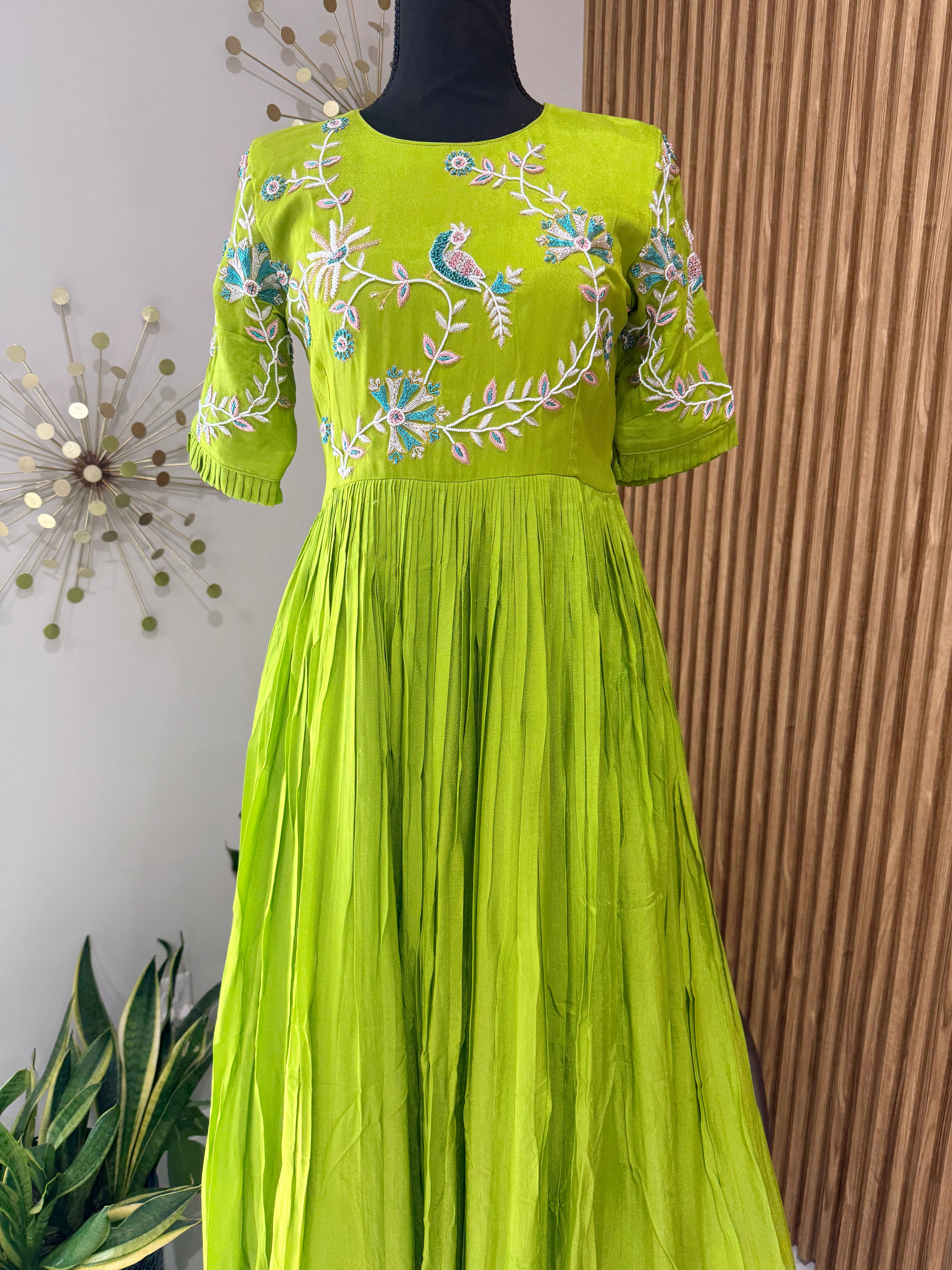 Pista green Peacock- designer dress