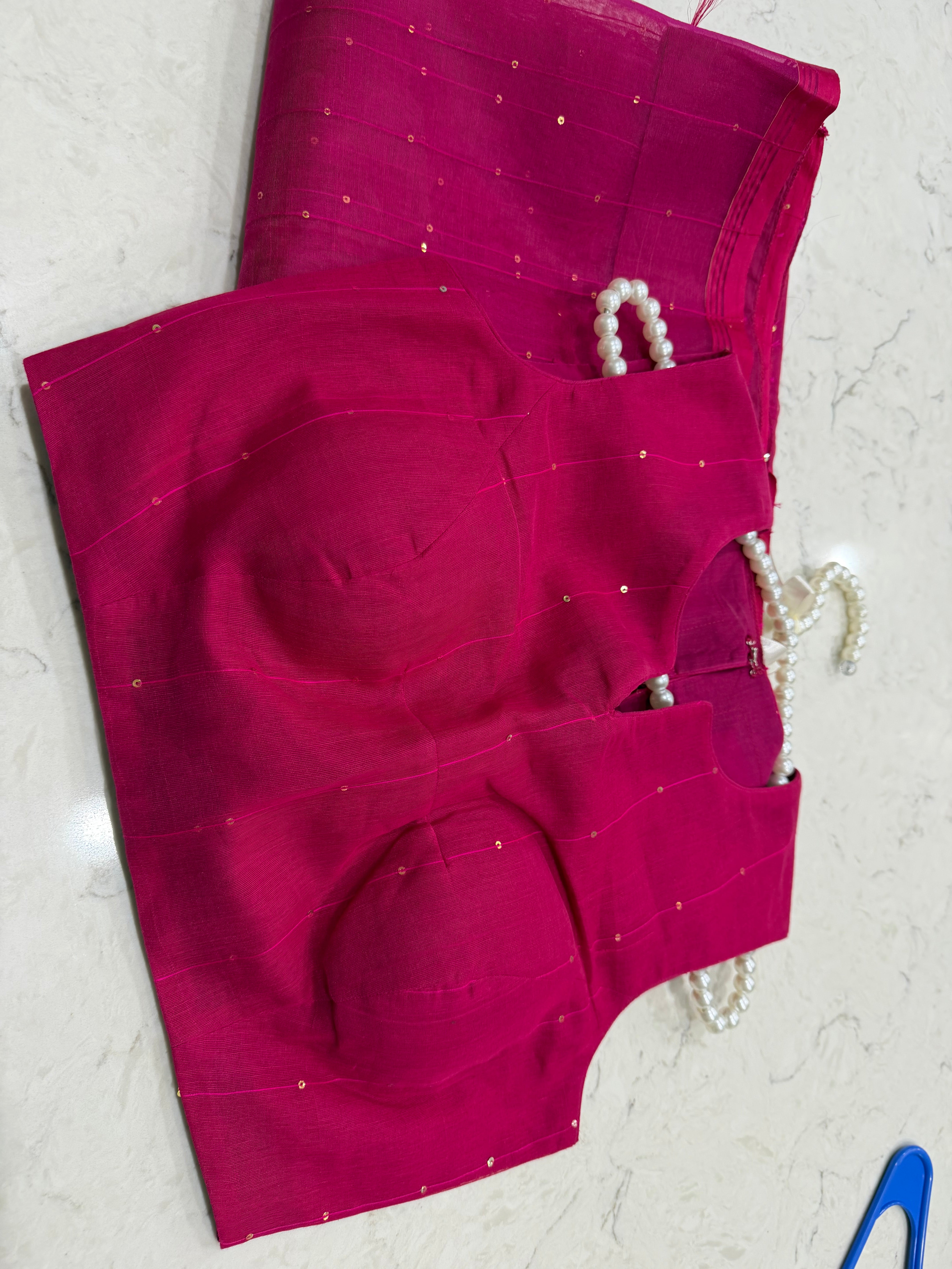 Kora muslin Jamdani saree with sequence work in Pink