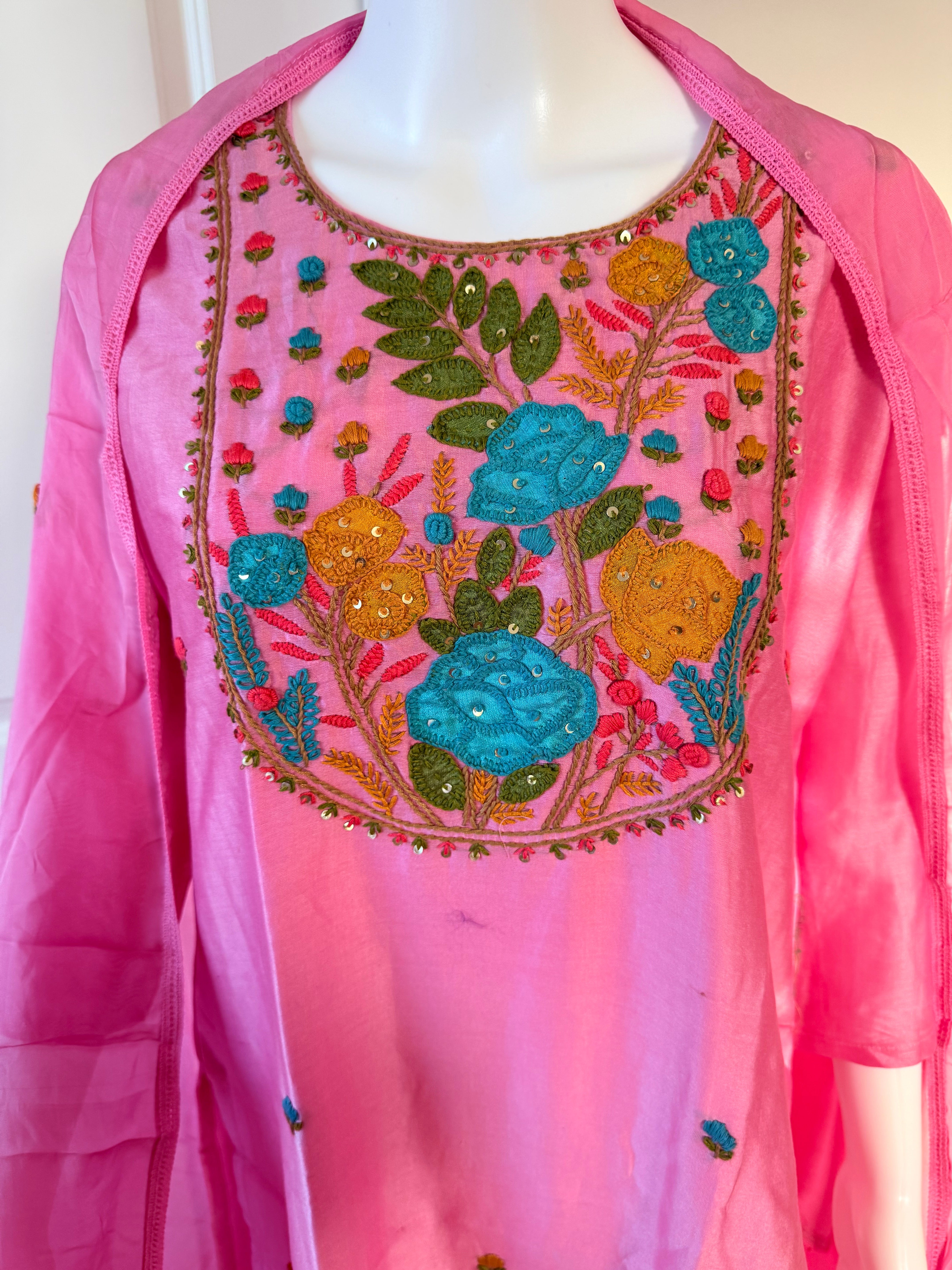 Pink Chanderi 3 piece set
