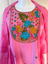 Pink Chanderi 3 piece set