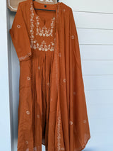Mul cotton kurti set with work on yoke