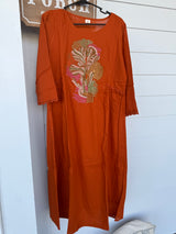 Orange mul cotton kurti set