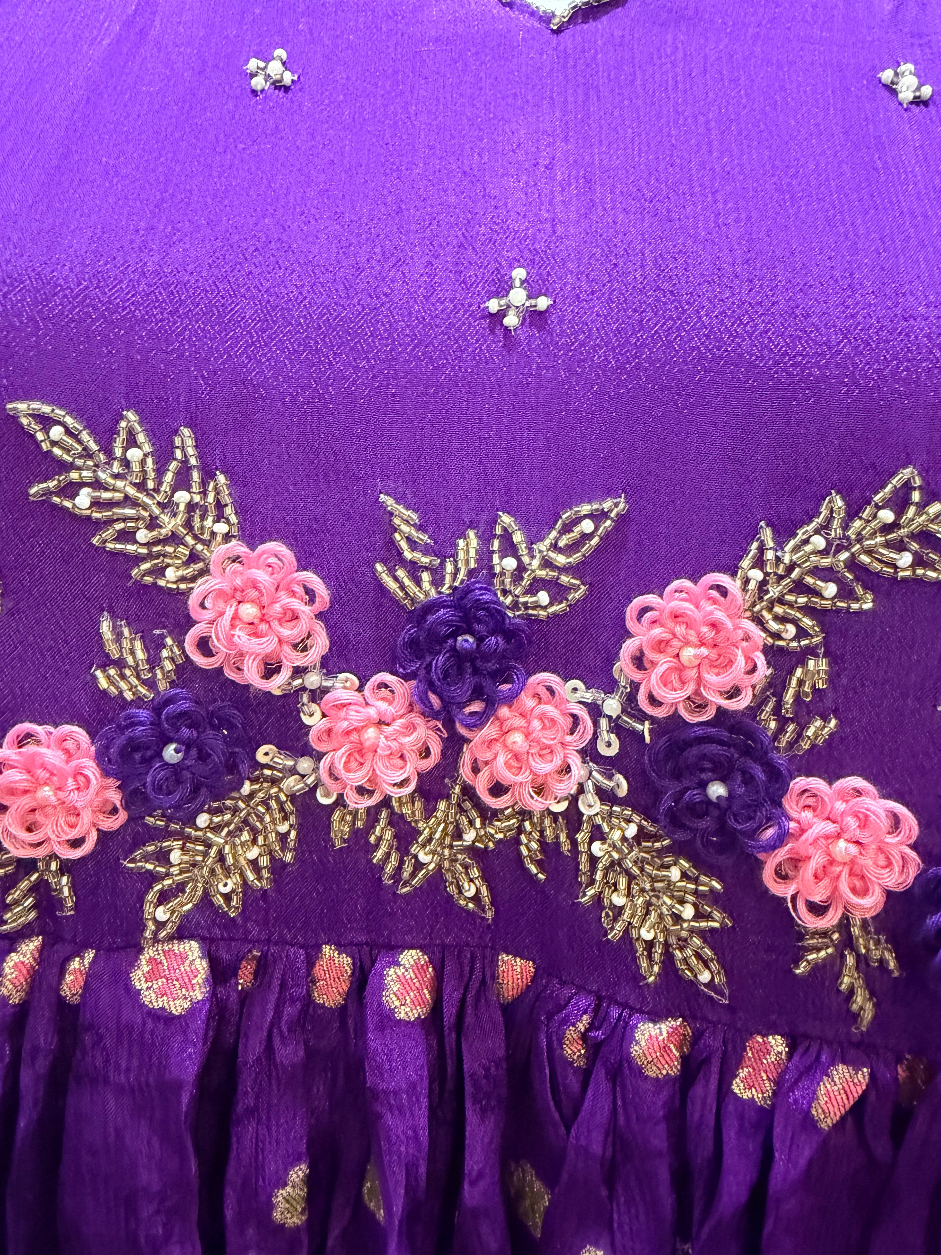 Party wear purple chinnon dress