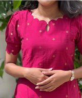 Pink raw silk co ord set