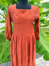 Brown mul chanderi frock