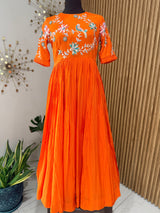 Orange Peacock- designer dress with zardosi work